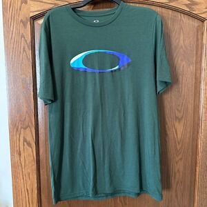Oakley Mens Regular Fit T Shirt Short Sleeve Green Graphic Logo Large